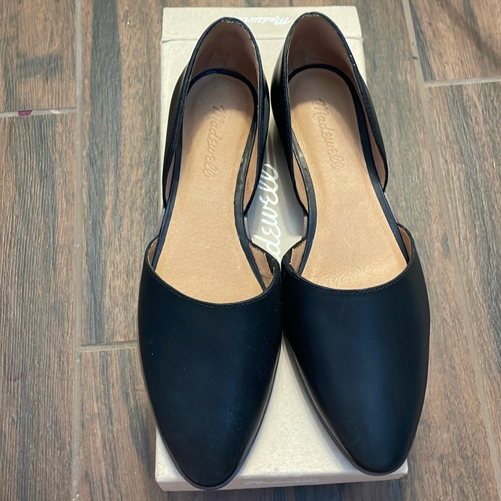 Madewell D’Orsay Flats in Leather - Black - Size 8 - NIB